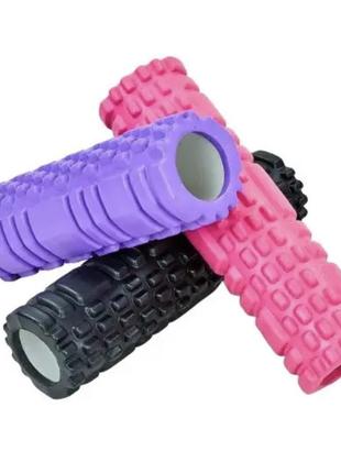Йога-ролер фітнес-валик grid combi yoga roller 8х30 см чорний