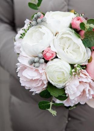 Весільний букет нареченої (штучні квіти)4 фото