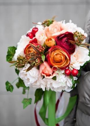 Букет нареченої з штучних квітів1 фото