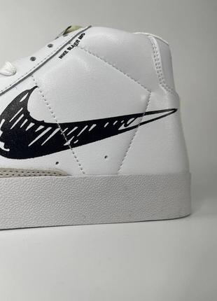 👟nike blazer mid «77 Белые с черным»7 фото