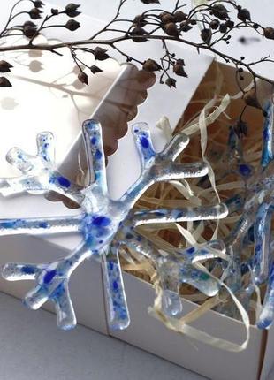 Скляні сніжинки декор на ялинку2 фото