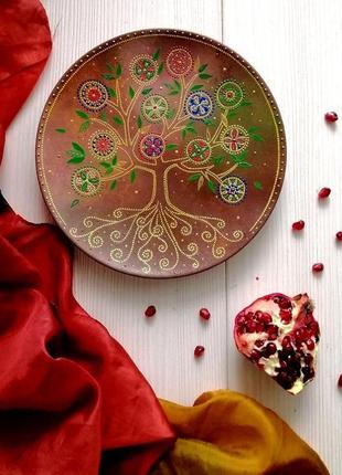 Декоративная тарелка "дерево жизни" с росписью ручной работы1 фото