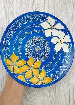 "цветы украины" декоративная тарелка с росписью ручной работы
