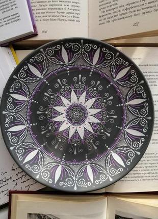 "срібна перлина" декоративна тарілка з розписом ручної роботи.1 фото