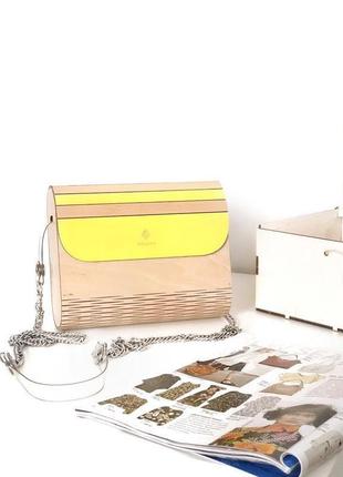 Дерев'яна сумка figlimon в соковитому жовтому відтінку2 фото