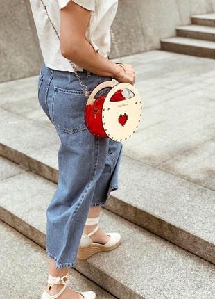 Горячая цена!!  стильная женская сумочка figlimon miniature | круглая, красная1 фото