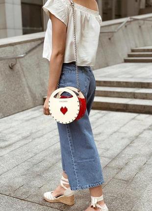 Горячая цена!!  стильная женская сумочка figlimon miniature | круглая, красная2 фото