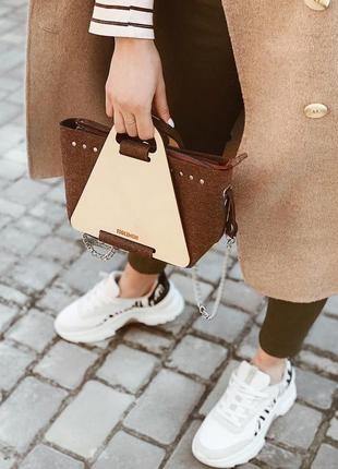 Маленькая стильная сумочка figlimon s| коричневая1 фото