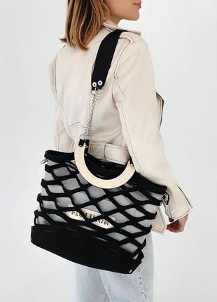 Трендовая стильная сумочка из войлока figlimon wonder| черная с серой косметичкой2 фото