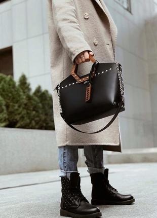 Стильна сумочка з еко-шкіри на зиму figlimon simple| чорна6 фото