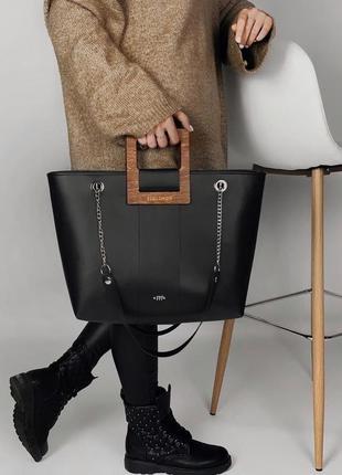 Жіноча сумка на зиму figlimon shopper| чорна1 фото