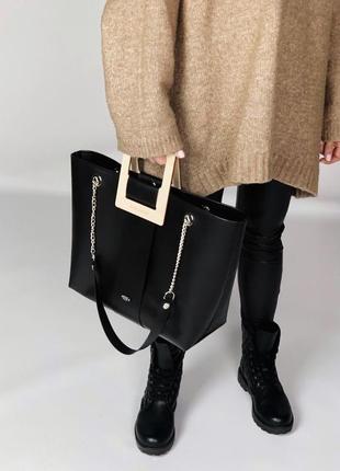 Жіноча сумка на зиму figlimon shopper| чорна2 фото