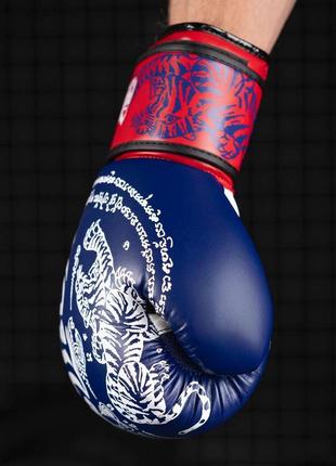 Боксерские перчатки phantom muay thai blue 12 унций (капа в подарок)8 фото