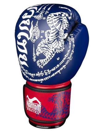 Боксерські рукавиці phantom muay thai blue 12 унцій (капа в подарунок)2 фото