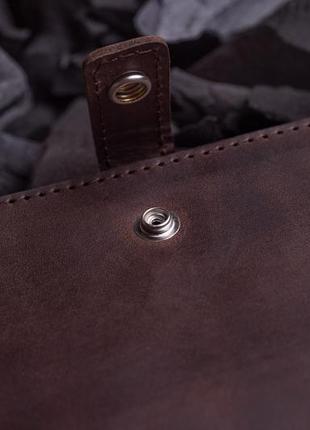 Чоловіче шкіряне портмоне едвард з клапаном в коричневому кольорі від майстерні hidemont 01716 фото