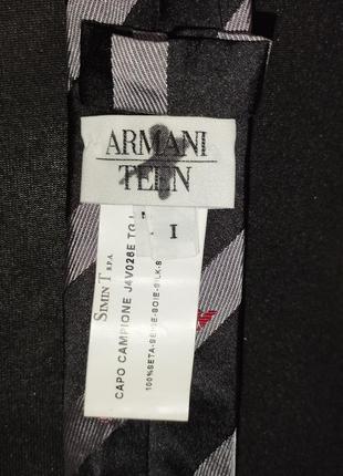 Узкий галстук полоска и лог бренда armani3 фото