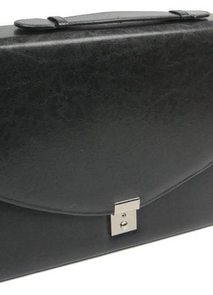 Ділова папка-портфель із еко шкіри jpb ak-08 чорна1 фото