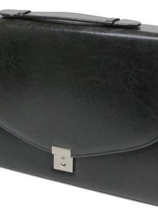 Ділова папка-портфель із еко шкіри jpb ak-08 чорна3 фото