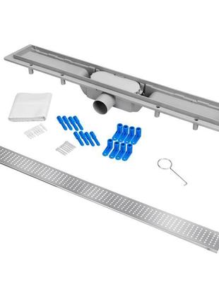 Трап душевой линейный с сухим затвором нержавеющая решетка 900х73  q-tap. трапы для душа6 фото