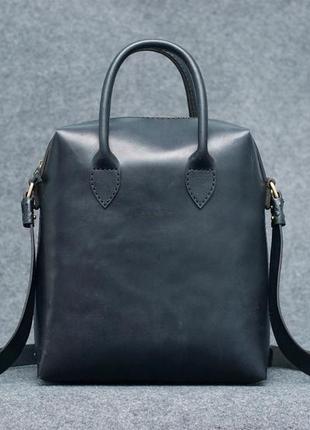 Tote bag black. тоут кожаный унисекс1 фото