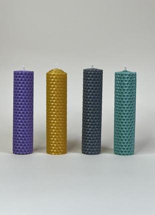 Набір кольорових свічок із вощини lovely homeua 4 шт1 фото