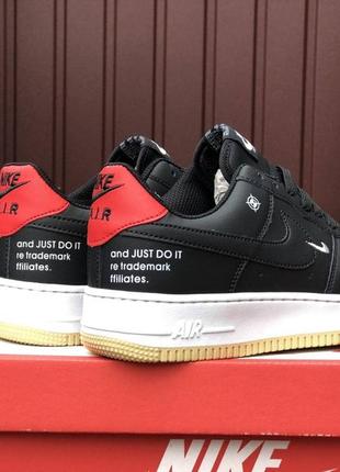 👟nike air force 1 (чёрные с бело/красным)2 фото