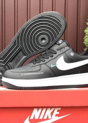 👟nike air force 1 (чёрные с бело/бирюзовым)2 фото