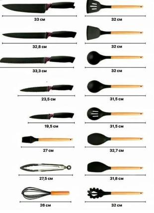 Набір ножів і кухонного приладдя zepline zp0102 (19 предметів) чорний3 фото