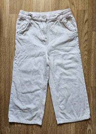 Стильные модные детские укороченные широкие джинсы белые на девушку 7-8роков2 фото