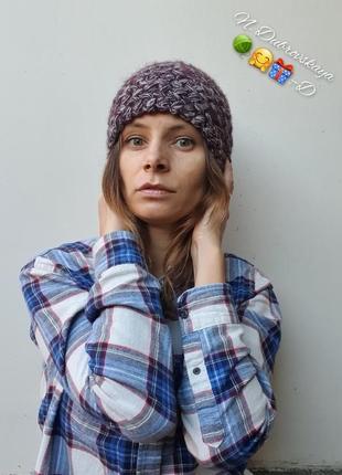 В'язана, модна шапка з мохеру, handmade1 фото