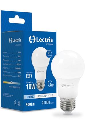 Світлодіодна лампа lectris a60 10w 6500k 220v e27 1-lc-1110