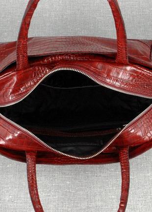 Жіноча шкіряна сумка 55 червоний кайман6 фото