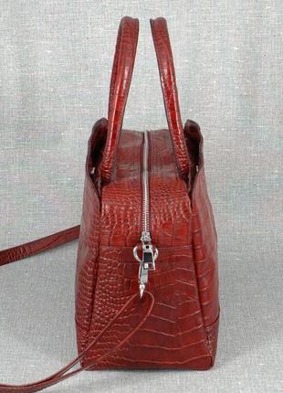 Жіноча шкіряна сумка 55 червоний кайман3 фото