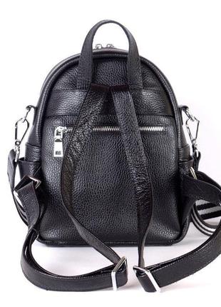 Жіночий шкіряний рюкзак міський 07 чорний флотар6 фото