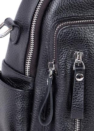 Жіночий шкіряний рюкзак міський 07 чорний флотар7 фото