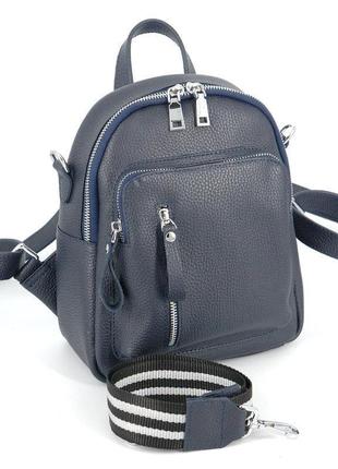 Жіночий шкіряний рюкзак міський 07 синій флотар3 фото