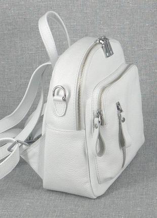 Жіночий шкіряний рюкзак міський 07 білий3 фото