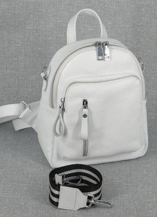 Жіночий шкіряний рюкзак міський 07 білий4 фото