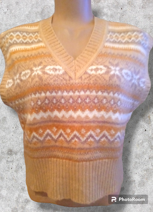 Жилетка на весну свободного силуэта в этническом стиле вязаная теплая размера s,m1 фото