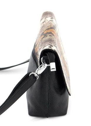 Сумка кожаная женская кросс-боди 09 черный "питон"3 фото