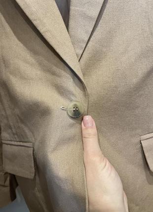 Стильный пиджак лён 57% кэмэл10 фото