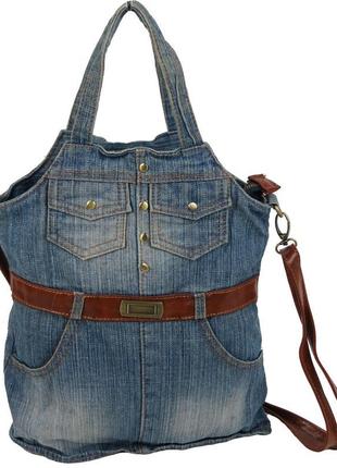 Жіноча джинсова сумка у формі сарафану fashion jeans8059 bag синя