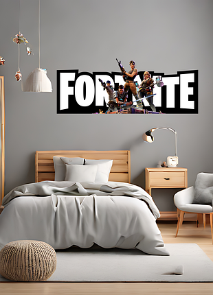 Вінілова інтер'єрна наклейка декор на стіну (шпалери, фарбу) "fortnite " самоклеюча з оракалу