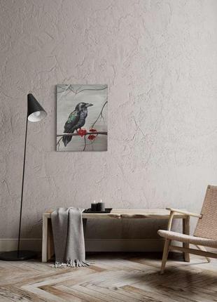 "чарiвна ворона "  картина акрiлом3 фото