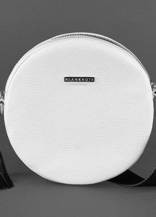 Кругла шкіряна жіноча сумочка tablet біла1 фото