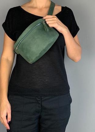 Поясная сумка зеленая винтажная beltbag8 фото