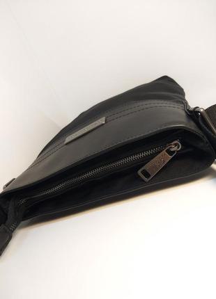 Мужская сумка черная барсетка на плечо3 фото