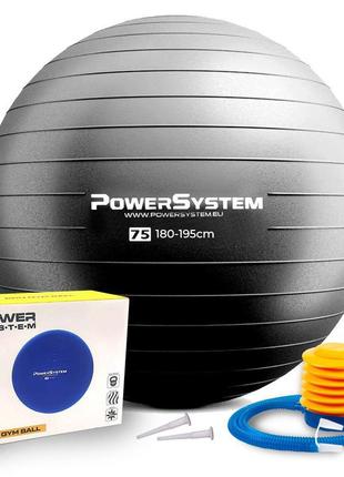 М'яч для фітнесу (фітбол) power system ps-4013 ø75 cm pro gymball black1 фото