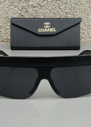 Chanel очки маска женские солнцезащитные черные2 фото