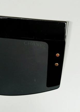 Chanel очки маска женские солнцезащитные черные7 фото